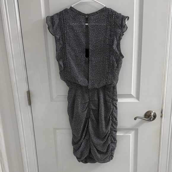 Express Black and White Ruffle Midi Dress - Picture 2 of 3